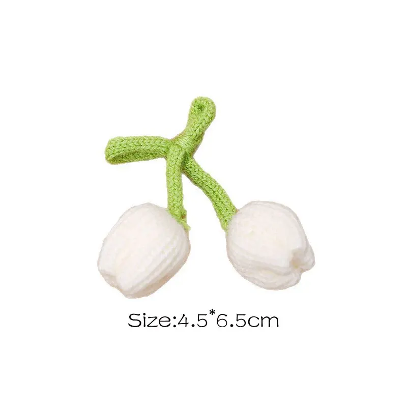 10 Stück Doppelköpfige Tulpenknospen-Blumendekoration für Röcke, Kleidung, Schultaschen, DIY-Anhänger-Zubehör – Detail 4