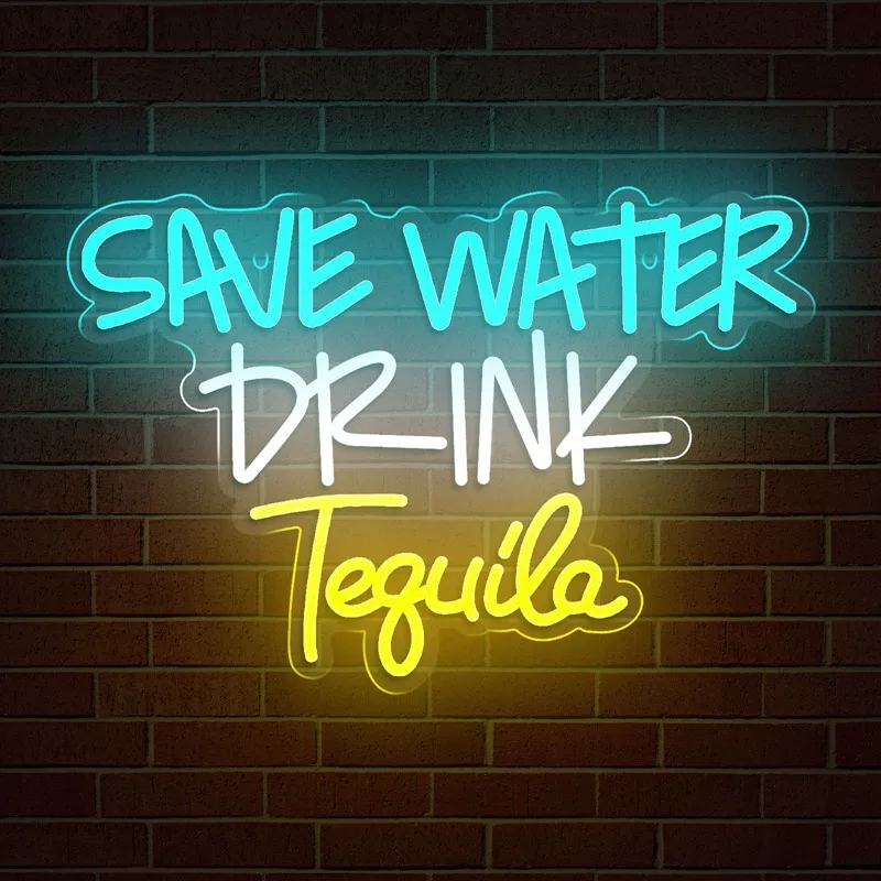 Save Water Drink Tequila LED Neon Light Sign USB Dimmer Switch For Beer Bar Restaurant Cafe Club Party Wall Decor Light Up Signs