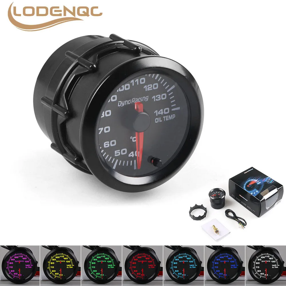 

Dynoracing 2" 52mm 7 Colors LED Car Oil Temp Gauge 40-140 Celsius Oil Temperature Meter High Speed Motor With Sensor