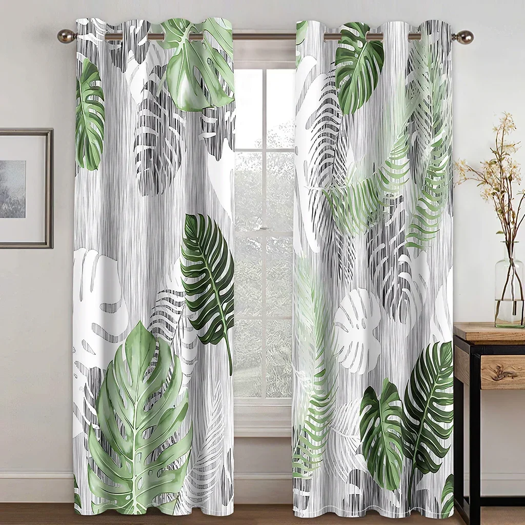 Cortinas rsonalizadas, coración  dormitorio, paisaje  hoja  plátano  planta Tropical  verano, 2 piezas, envío gratis