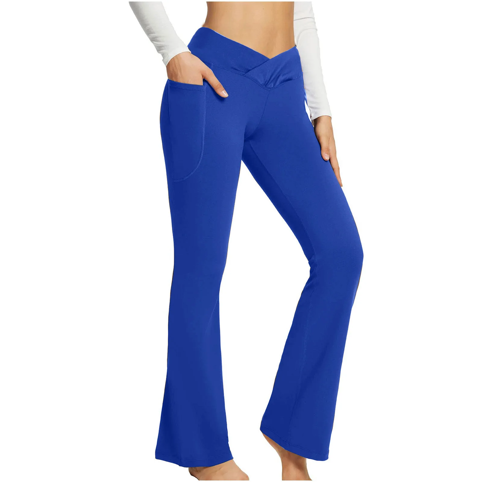 2025 Women's Fitness Pants Fashion Quality Solid Color Casual Light-flapping High Waist Slim Wide-foot Yoga Basics Pans