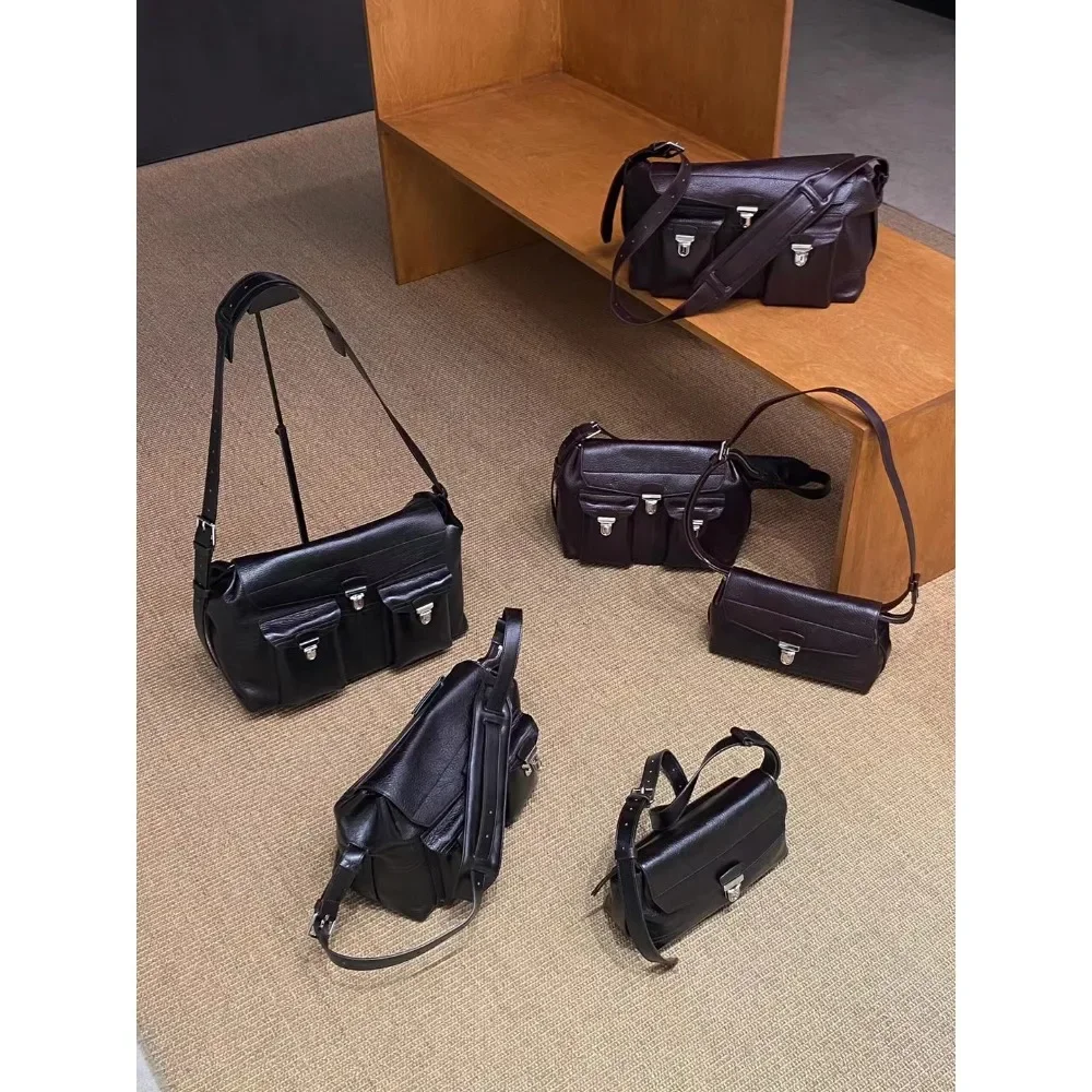 

Premium First Layer Vegetable Tanned Cowhide Messenger Bag Flip Locomotive Bag Fashion Casual Versatile Messenger Shoulder Bag