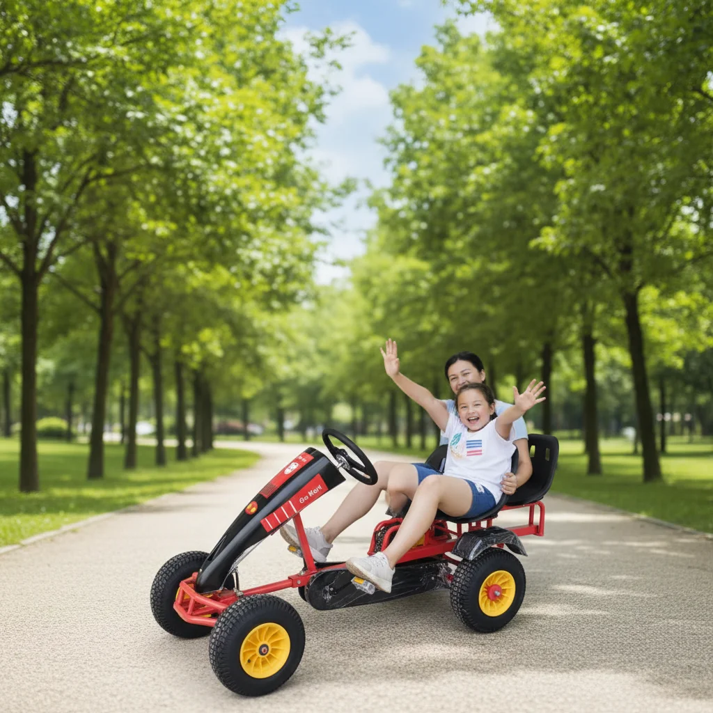 Outdoor Front-Back Seat Parent-Child Tandem Pedal Go Kart For Resorts (14+ Years Minimum)-Reinforced Steel Frame 50+