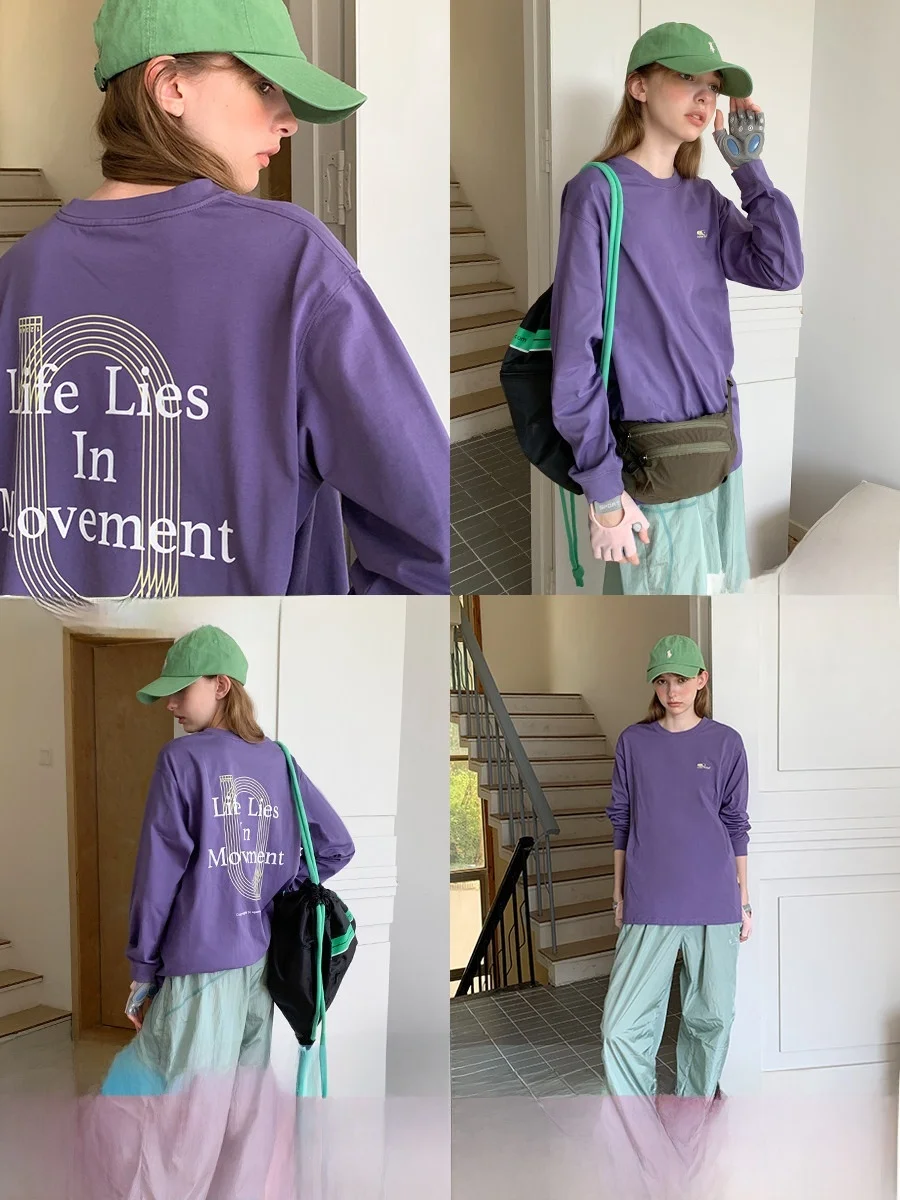 

Outdoor Commute Casual Print Breathable Long Sve T-irt Women's Fitn Running UV Protection Square Houlest Cotton Tee