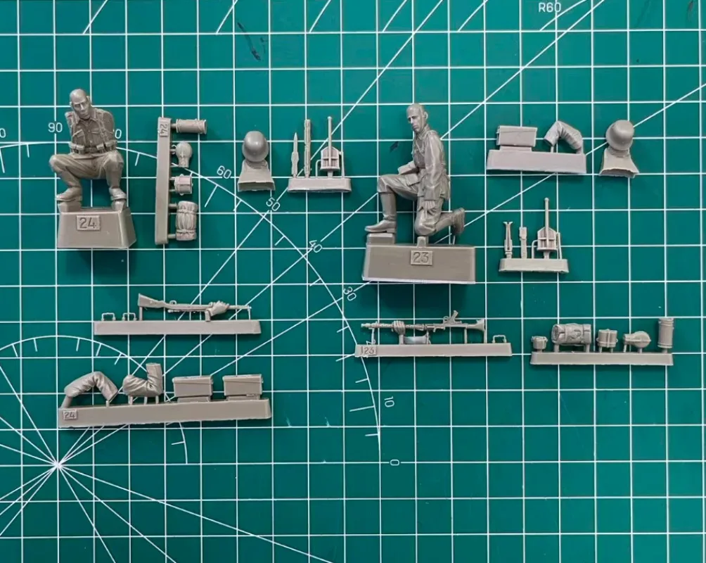 1/35 Schaal Hars Figuur Assembly Model Kit Historische Militaire Miniatuur Machine Gun Team Hobby Standbeeld Ongemonteerd en Ongeverfd