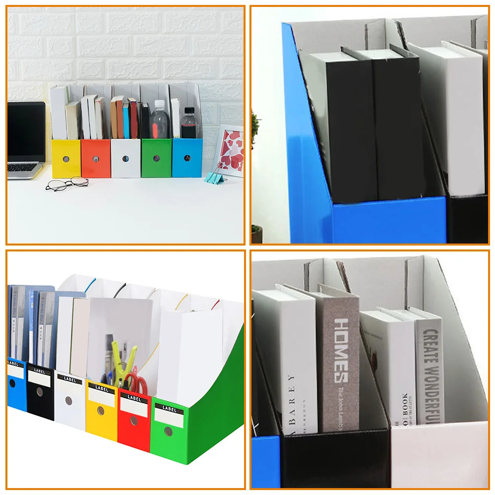 

6pcs Colorful File Organizer Rack For Documents Magazines Office Storage Desktop Plastic Magazine Bin Box Folder Rack Stationery