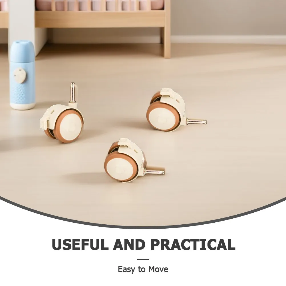 4Pcs Crib Caster Wheels Rubber Swivel Locking Brake Baby Cot Wheels Nursery Cart Silent Furniture Wheel Set Accessories
