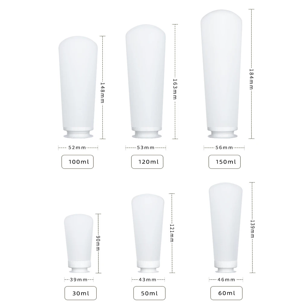 Refillable Containers Portable Squeeze Bottles Cream Lotion Tube White Travel Containers For Cosmetic Storage Gym Bag Travel