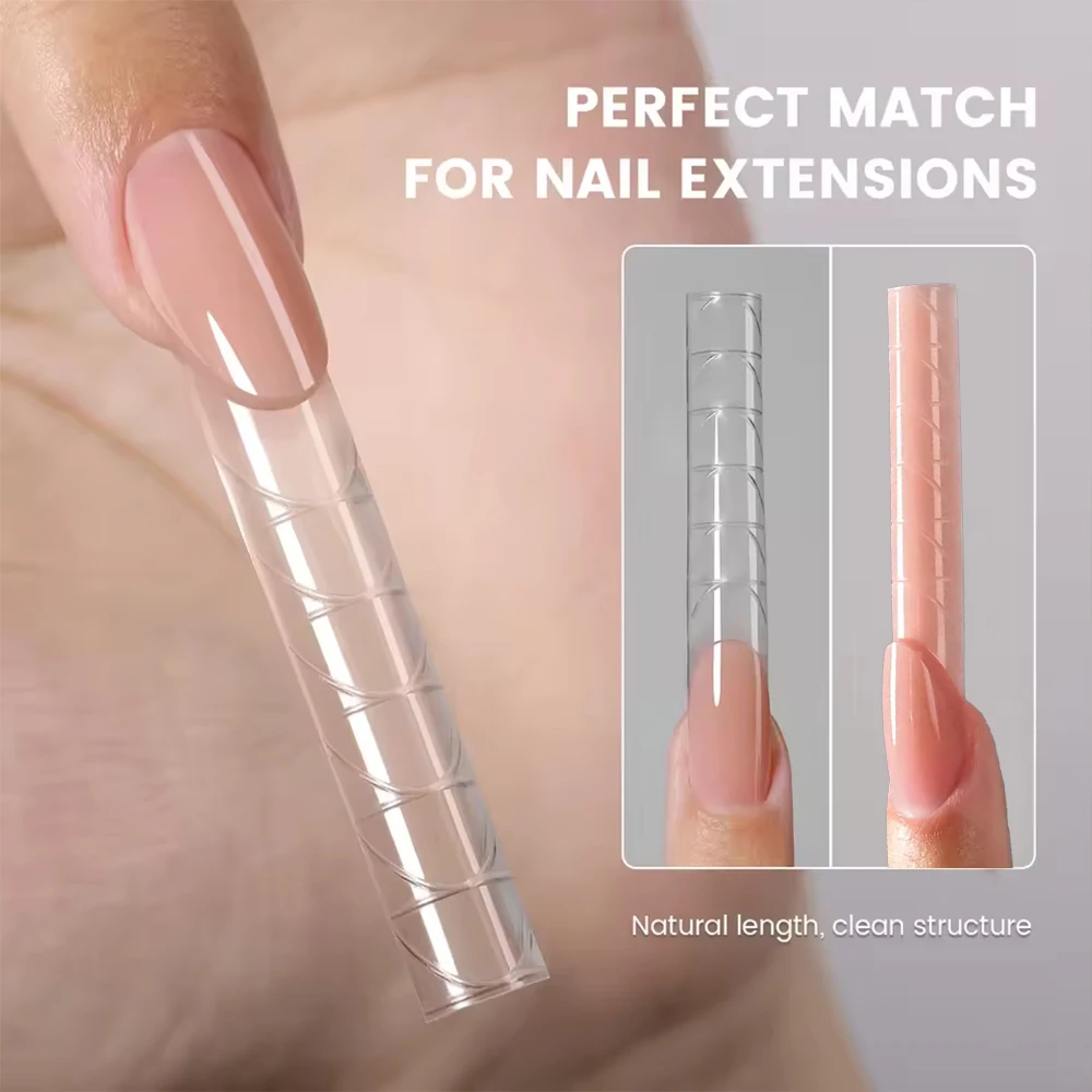 75Pcs/box Reverse Space French Nail Dual Form Reusable Clear Magic Caps Nail Tips Extension Nail Form DIY French Manicure Molds#