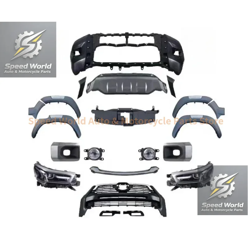 Factory Hot Sale Rocco Style Upgr Body Kit Front Bumper Headlight Grille Wheel Eyebrow Fit Hilux +