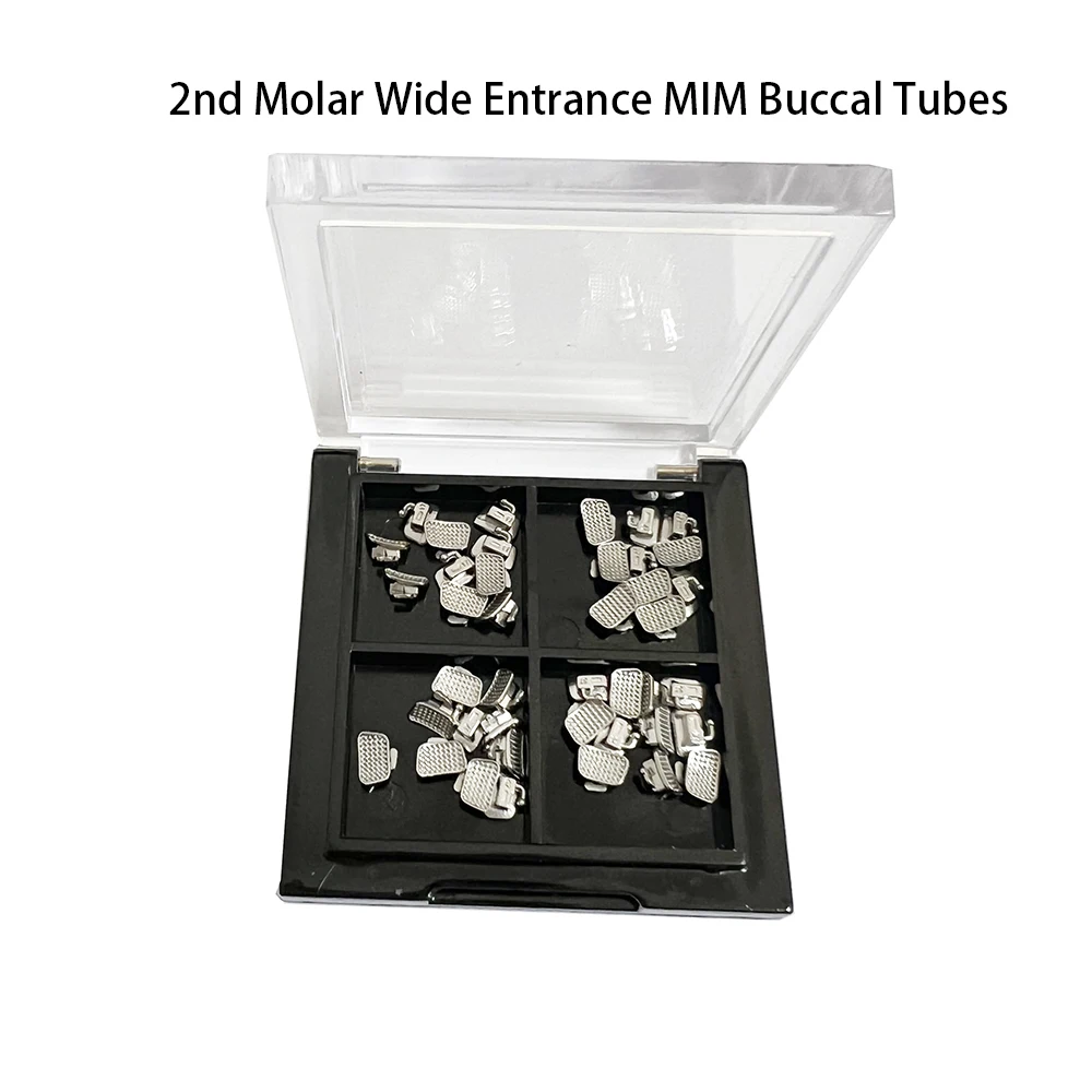 Denxy 80pcs/20sets Dental Orthodontic Buccal Tubes 1/2st molar wide entrance MIM buccal tubes Ortho braces orthodontic brackets