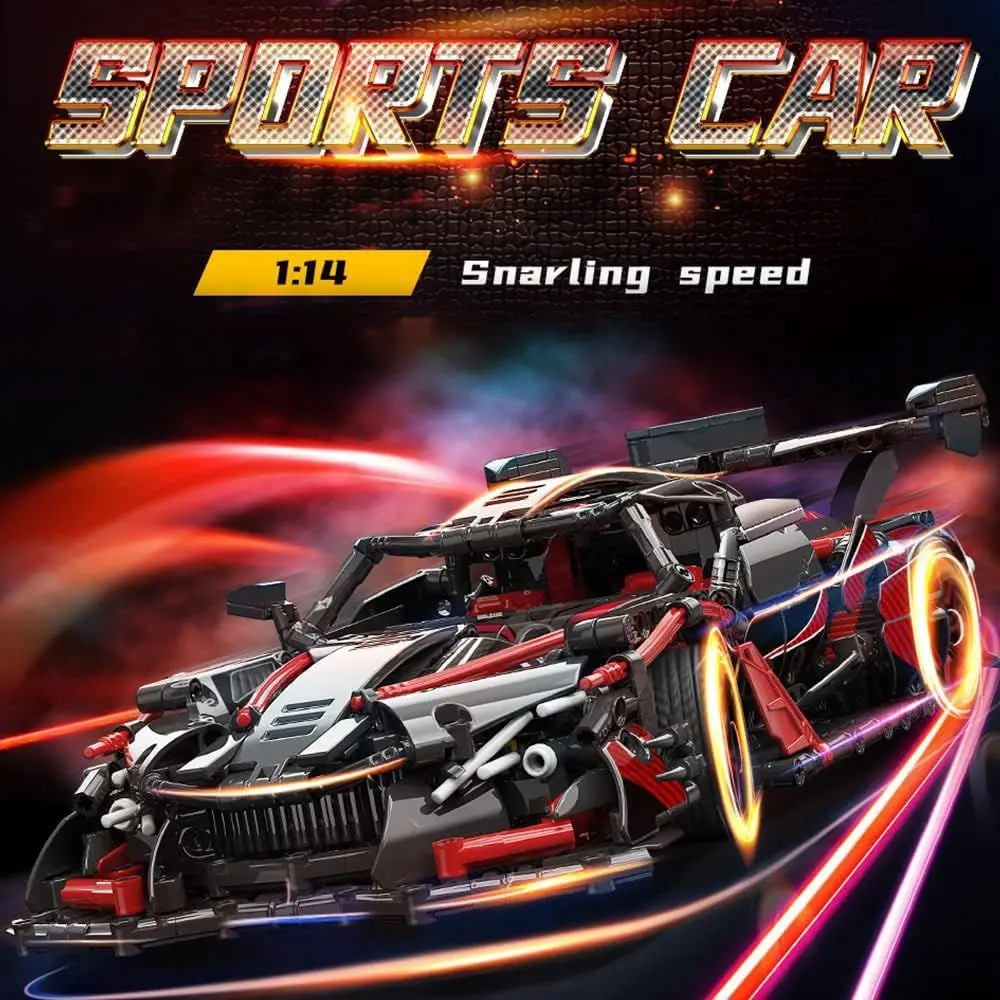 Racing Car Building Blocks Kit for Teens, 1:14 Scale, 1391-Piece DIY Model Set for Ages 12-16