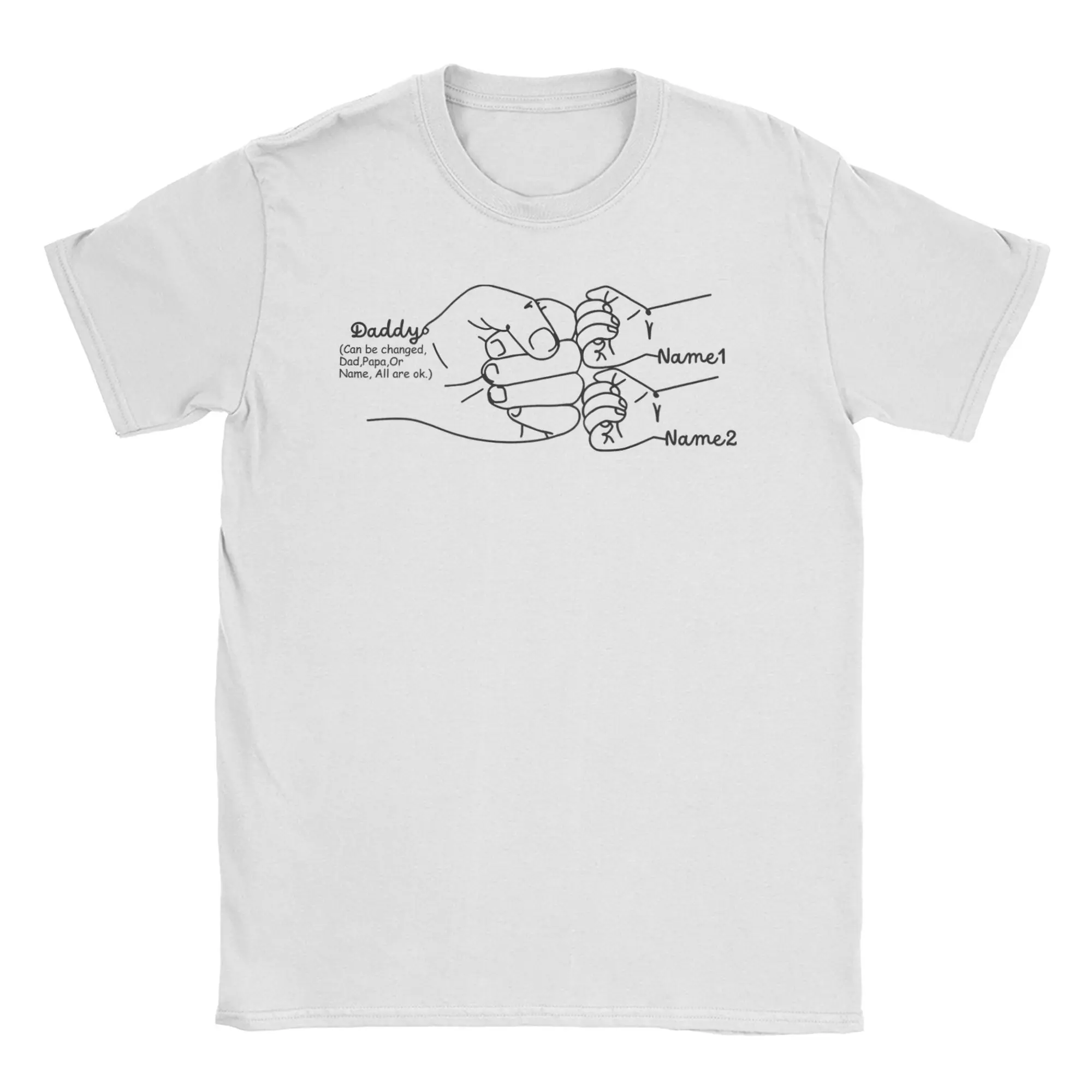Hand Drawn Daddy Child Fist Bump Father's Day Gift T-Shirts Men Women 100% Cotton Tees Round Collar T Shirt Graphic Printed Tops