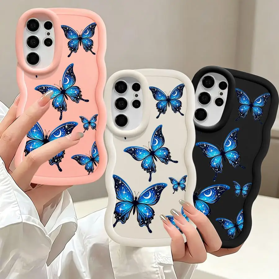 Brilliant Moon Butterfly Soft Phone Cover Case for Samsung Galaxy S26 S23 Plus S21 S22 Ultra S25+ S20 FE S24+ S25 S24