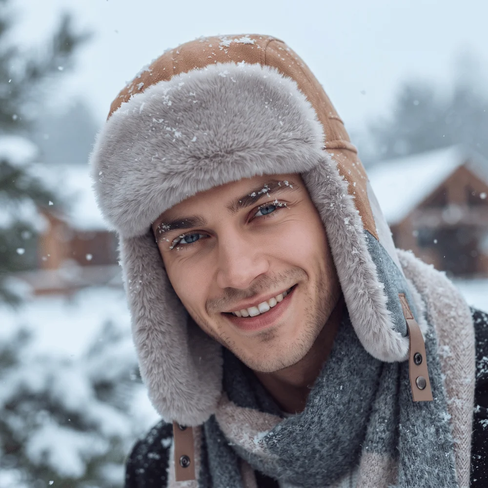 Color Block Winter Trapper Hat Fleece Lined Ear Flap Windproof Winter Hat Thick Thermal Wind Resistant Patchwork Ski Cap