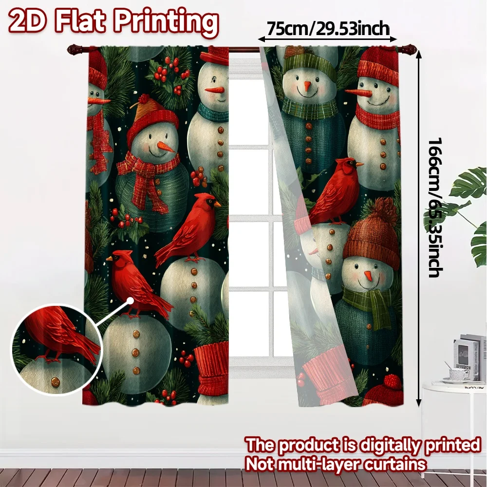 2D Flat Printing,JIT 2pcs, Curtains (Without Rod) Frosty Cheer Popular Print Curtains Polyester Easy Install Curtains Outdoor