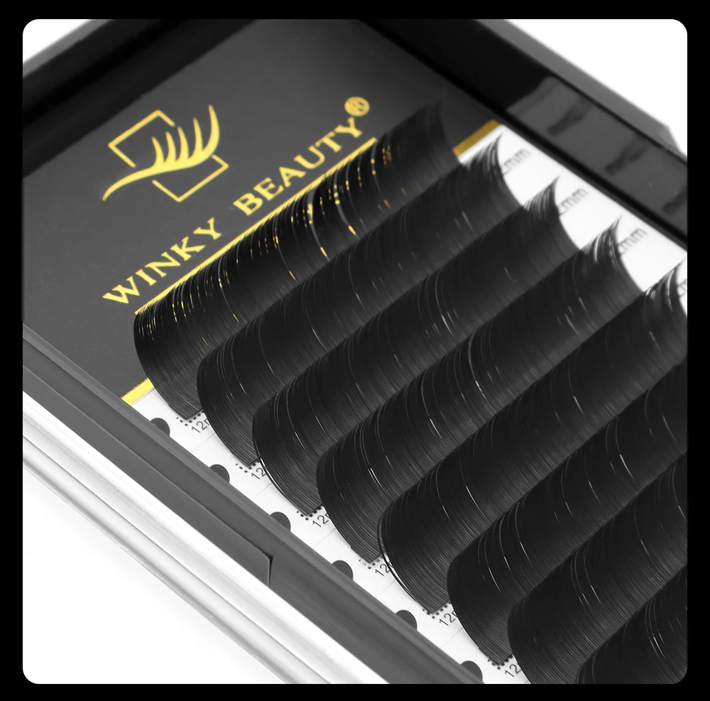 Winky Beauty Flache Ellipsen-Wimpern, matt, rein schwarz, superweich, sanft, natürlich, Wimpernverlängerung, flache Wimpern – Detail 7