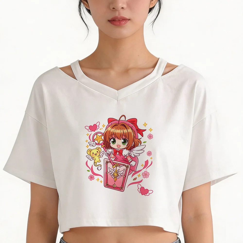 Cardcaptor Sakura crop top female korean fashion clearance sales funny cute harajuku top tees cheap summer clearance sales