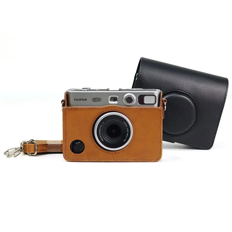 Retro Leather Case for Fujifilm Instax Mini EVO Instant Camera Storage Bag Hard Protective Shell with Shoulder Strap Accessories