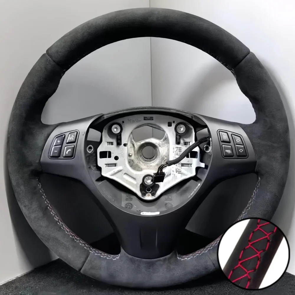 Handgenähter Lenkradbezug aus Wildleder M Sport M3 E90 E91 E92 E87 E81 E82 E88 X1 E84 Lenkradummantelung Geflechtbezug für BMW E93