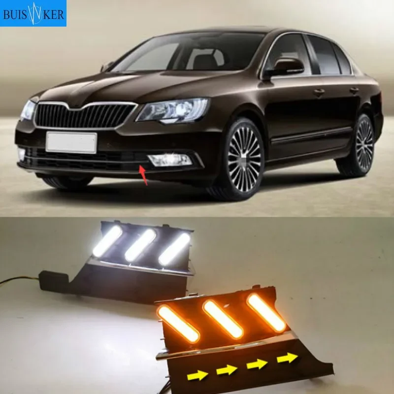 

2PCS Super Brightness Car DRL Lamp 12V Waterproof ABS LED Daytime Running Light For Skoda Superb 2013-2015