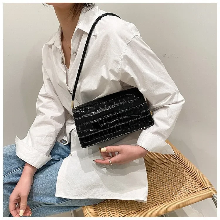 Patent Leather Handbags High-end Temperament Purse Versatile Solid Color Bag Handheld Shoulder Crossbody Underarm Bag for Women