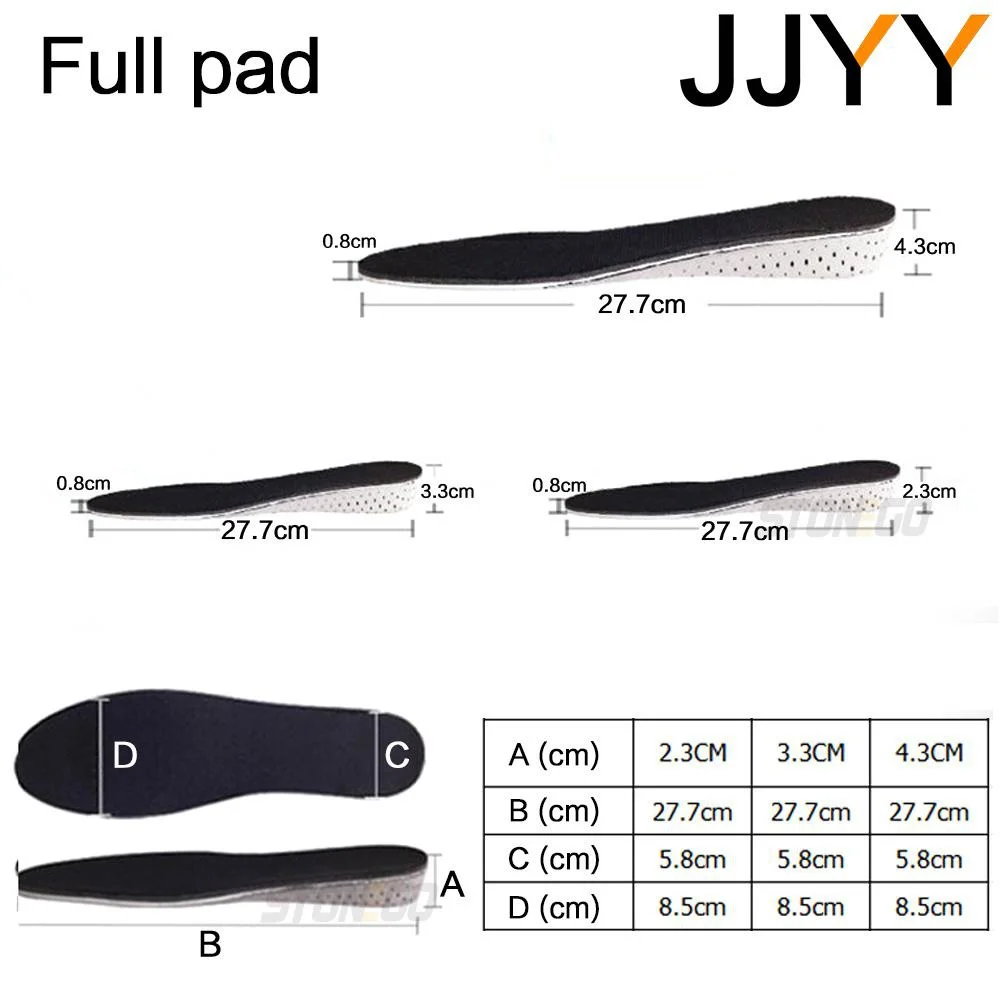 Height Increase Insoles Memory Foam Invisible Elevator Inserts Men Women Anti Slip Full Length Shoe Lifts Trimmable Soft Pads