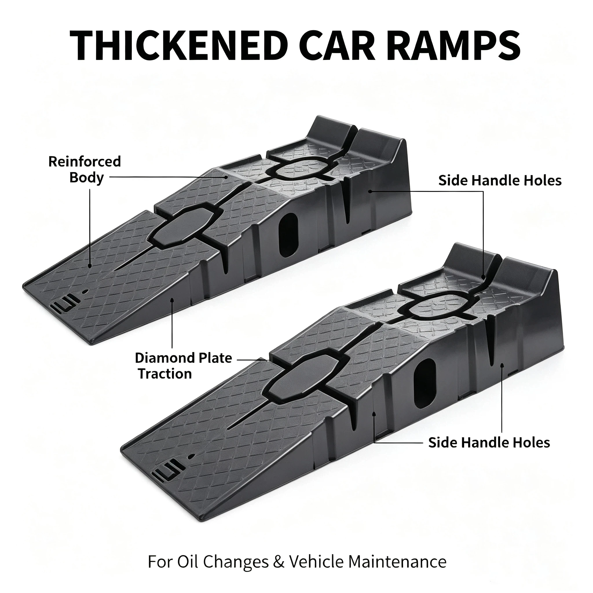 New 1Pair Black 2500KG Heavy Duty Car Ramps 900mm Long Antiskid Working Ramp Auto Oil Changing Repair Maintenance Tools