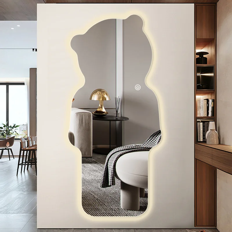 Specchio intelligente a figura intera, orso led luminoso con luce, senza cornice, semplice