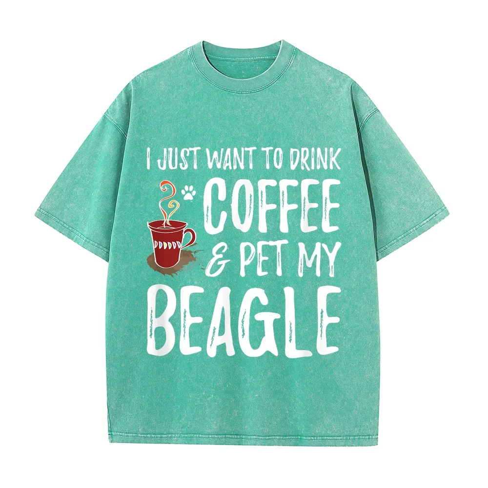 Coffee and Beagle T-Shirt for Dog Mom Men's Shirt Man Clothing Vêtement Homme Men Multi Color Vintage Casual Cotton Short