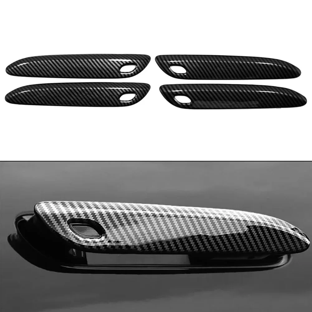 

4pcs Door Handle Case Carbon Fiber Patterned Door Handle Shell For Mercedes E S Class Decorative Car Door Handle Strip Cover