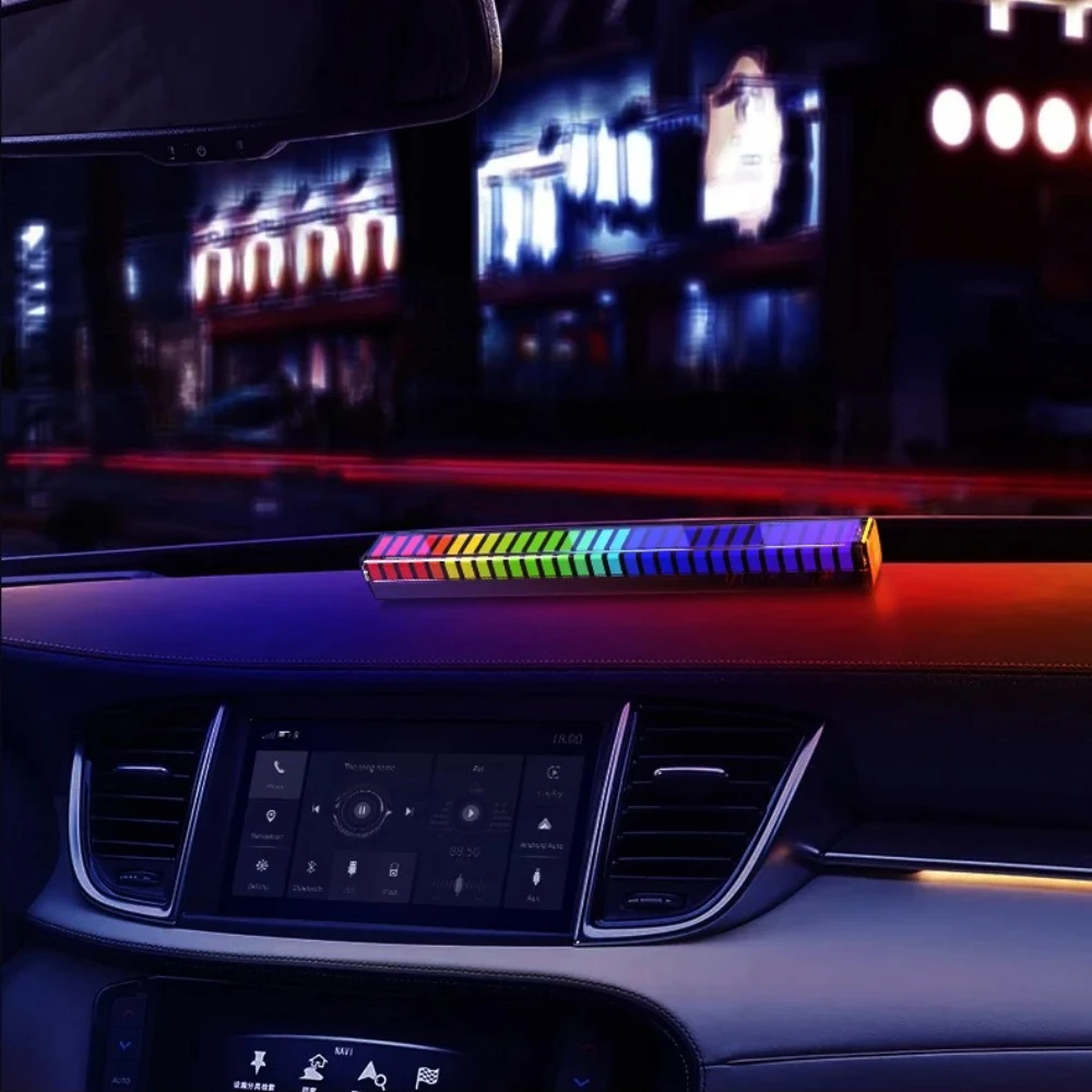 جديد ثلاثية الأبعاد لاقط أضواء الصوت RGB التحكم الصوتي ضوء لاقط إيقاع ضوء المزاج مصباح لسيارة استوديو المنزل مع قوس مضيئة