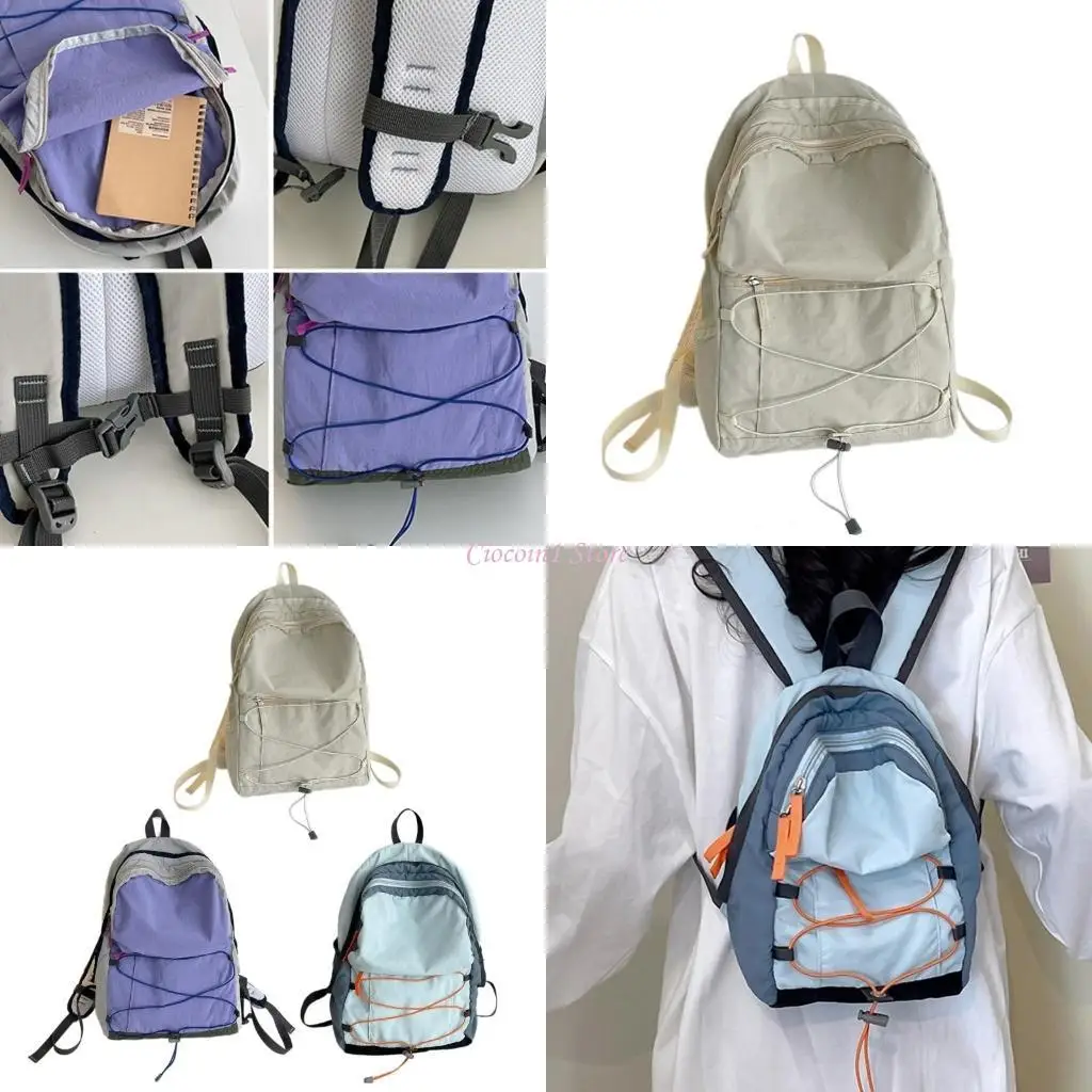 

Y1ub Fashion Contrast College Radpate Radpack Большой рюкзаки рюкзаки повседневная школьная сумка с банджи