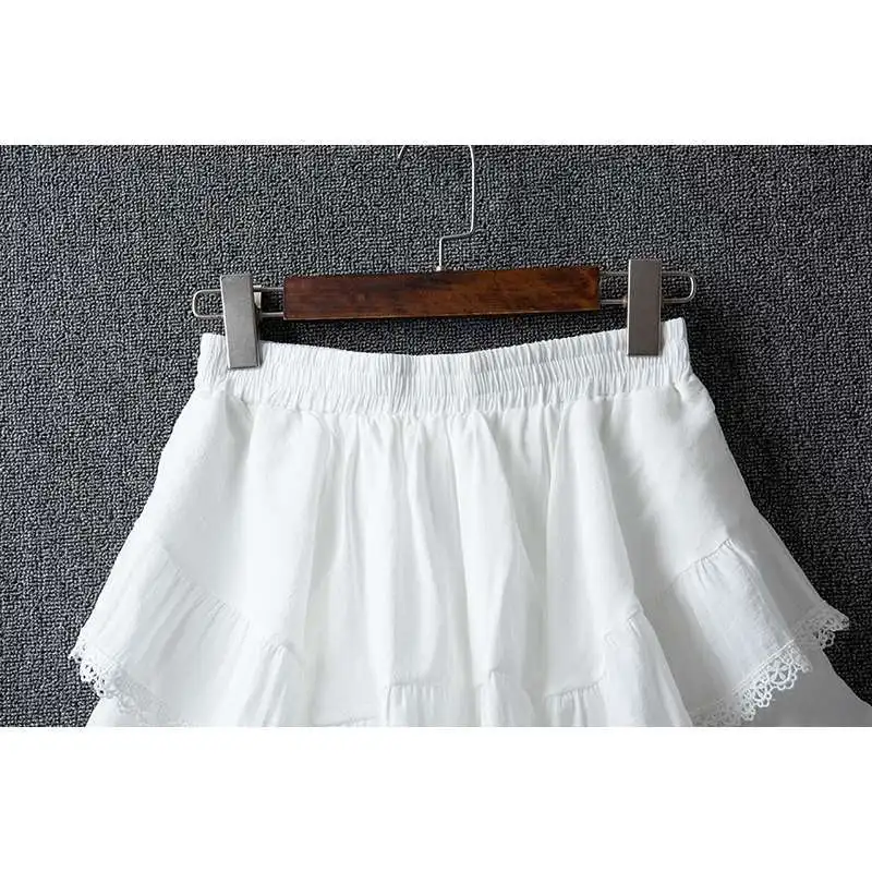 Elastic Waist White Black Irregular Mini Kawaii Skirt Japanese Style School Y2k Aesthetic Ruffles Short Skirts Streetwear Faldas