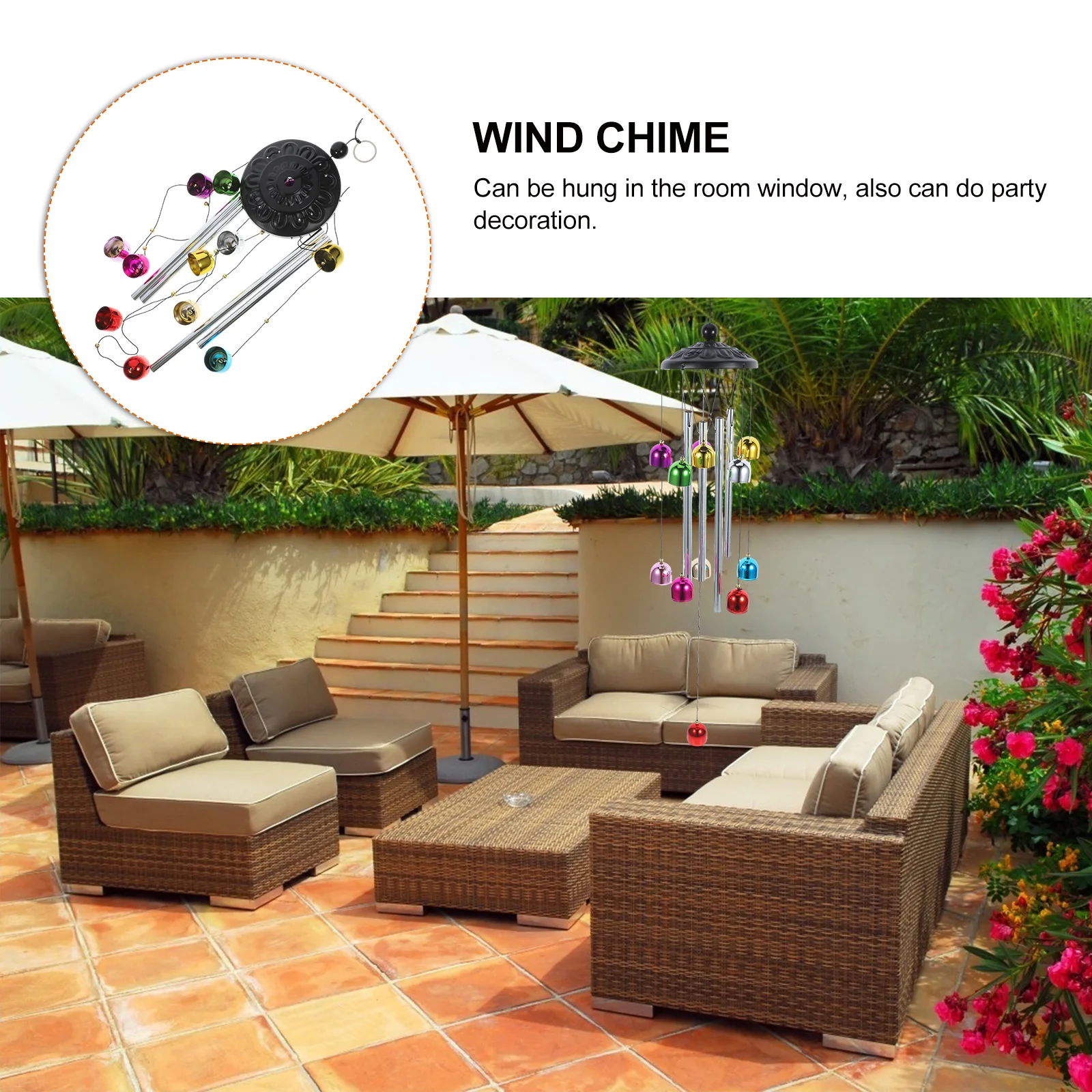 

Colorful Bell Pendant Hanging The Circle Wind Decorative Chime Iron Mother Chimes
