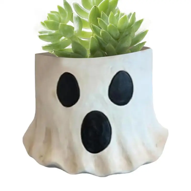 Halloween Ghost Planter Ghost Figurine Flower Pot Halloween Candy Bowl Resin withe ghosts face Bucket Halloween Candy Bucket Jar