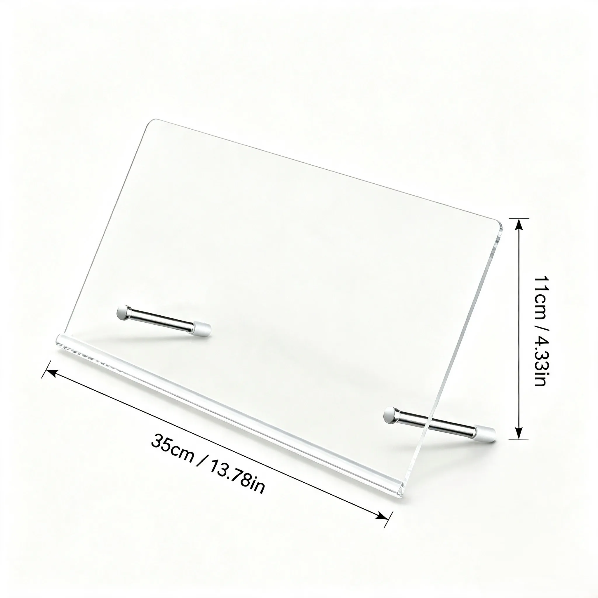 モニターメモボード-デスク整理用フリーブラケット-14x5インチ-透明-滑り止めシリコンと頑丈な金属フレーム付き