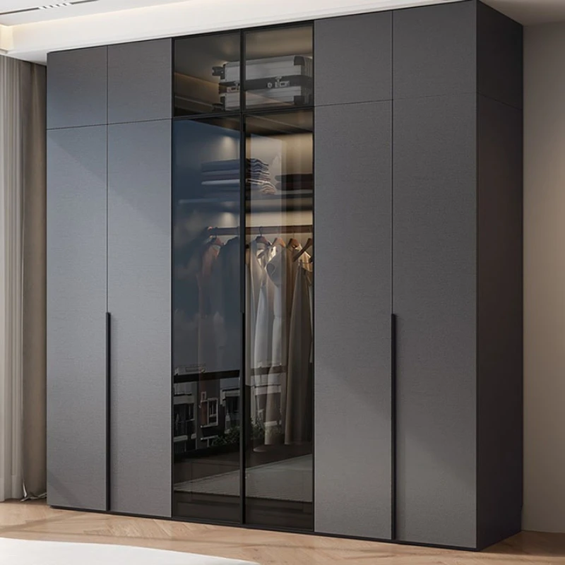 minimalist Glass door clothes closet bedroom gray light luxury storage clothes closet storage home cajoneras Organizer furniture
