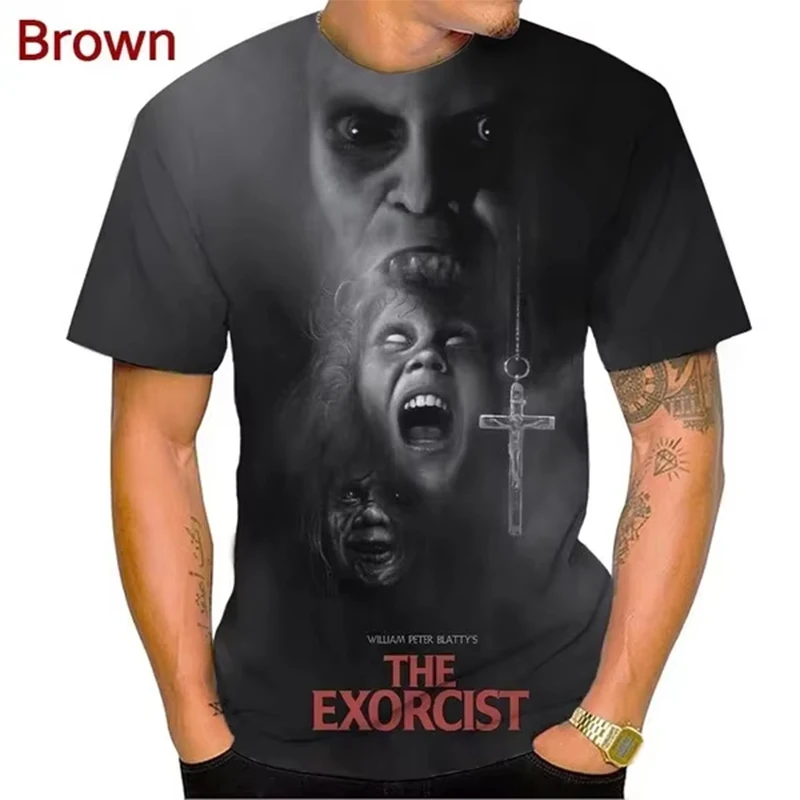 Nueva película de terror The Exorcist, camiseta con estampado 3D para hombres y mujeres, camisetas de manga corta a la moda, camisetas Harajuku de gran tamaño, camisetas, ropa para hombre