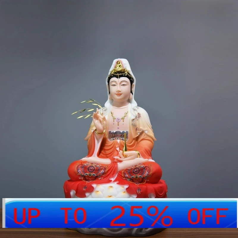 LTT marble Guanyin Bodhisattva Buddha statue sitting lotus Nanhai Guanyin Empress ornament is offered for home use