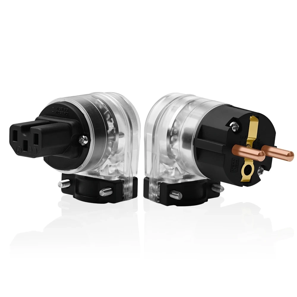 One Pair HIFI Power plug High Quality ATAUDIO Eu L-shaped Power Connector and IEC female connector