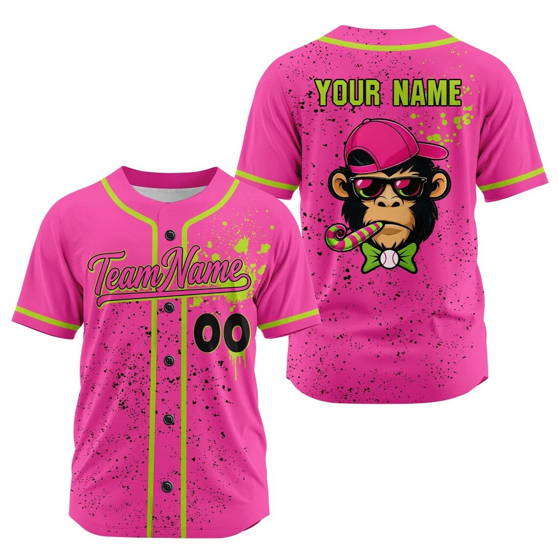Personalized Cool Cartoon Chimpanzee Graffiti Baseball Jersey Custom Team Name Number Top Hip Hop Streetwear Bachelor Party Tees