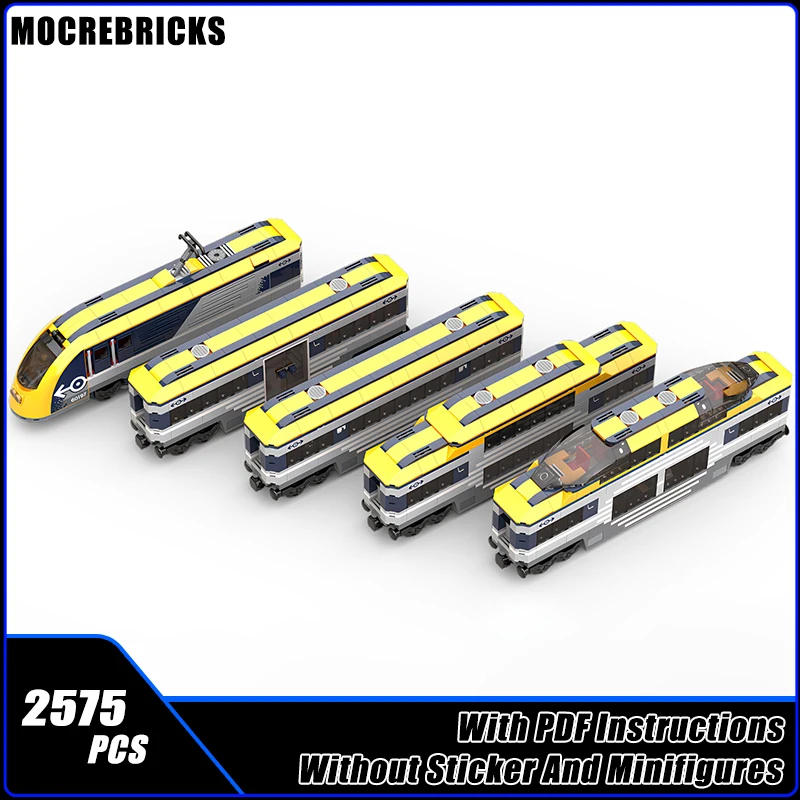 Bloques de construcción MOC para niños, juguete de ladrillos para armar tren de pasajeros completo, serie Urban Railway, ideal para regalo, código 60197