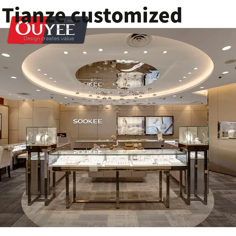 

Customized-Luxury Jewelry shop Layout Designs Display Showcase And Customized Wooden Cabinet Jewelry Store