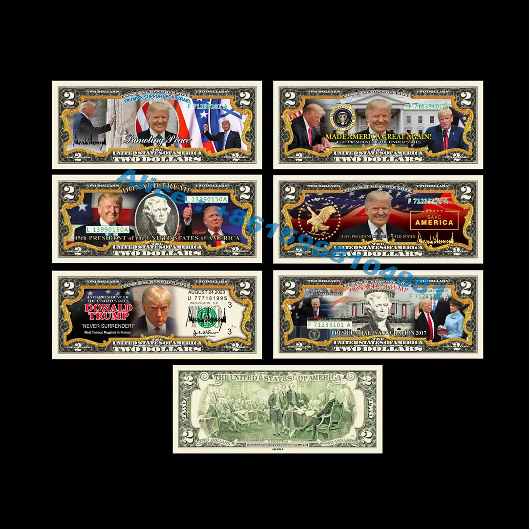 USA President Donald Trump 2024 Never Surrender Colorized Mugshot 2 Dollar With UV Serial Number Paper Collectibles Gifts