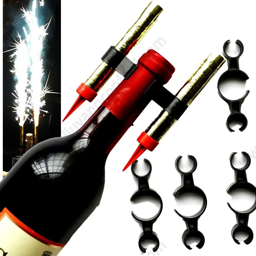 Cold for Fire-works Disco Dj Safety Black Ice Plastic Clip Champagne Bottle Birthday Candle Sparkler Wedding Sparking Fountain