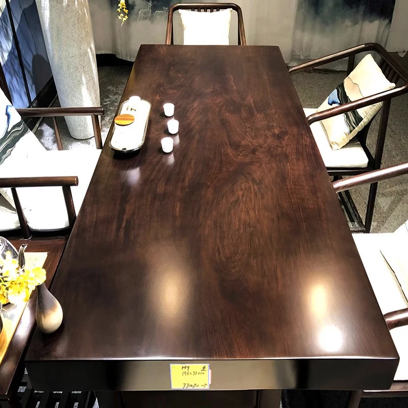 

Large board tea table solid wood ebony whole board chair combination ebony whole piece tea table solid wood long red sandalwood