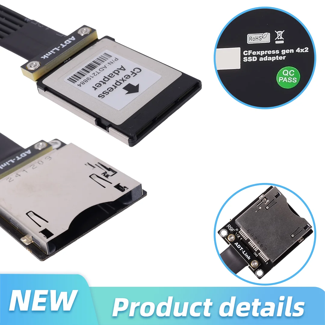 PCIe 4.0 X2 CFexpress Type-B Storage Card Extension Cable High-Speed Type B Gen4 X2 for SSD Memory Storage Cards Adapter 5-60cm