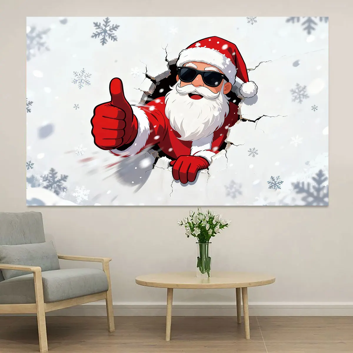 1pc Christmas Gift Stack Santa Wall Sticker Self Adhesive Flat PVC Decal Merry Christmas Tree Snowflake Mural For Living Room