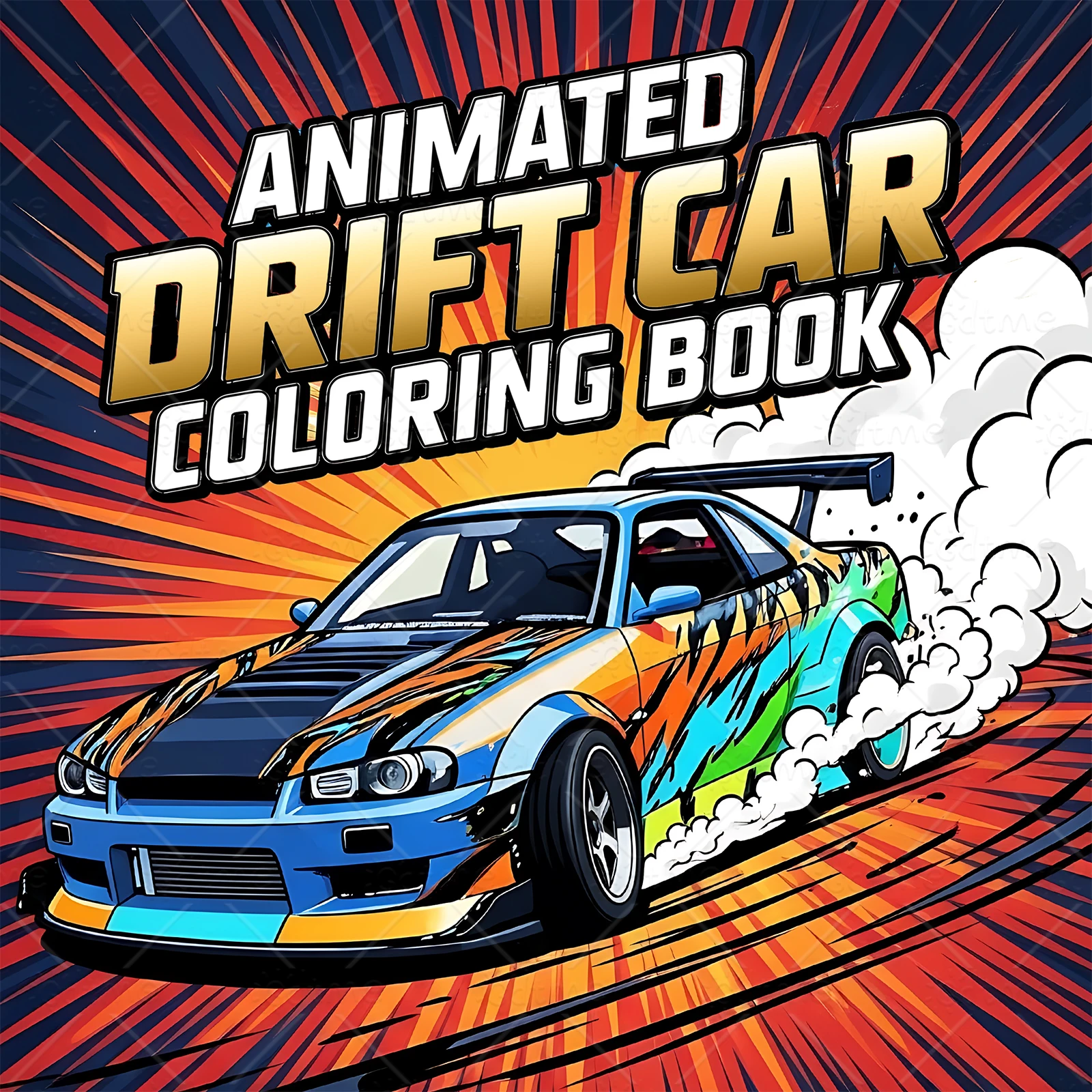 ANIMATED DRIFT CAR Coloring Book Simple Joys Stress Relief Drawing Book Perfect Gift for Party and Birthday Christmas